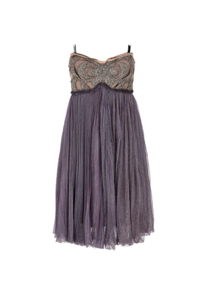 Lanvin Pre-Owned Babydoll glittery beaded midi dress - Purple