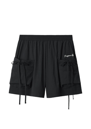 FINGERCROXX tie-detail cargo shorts - Black