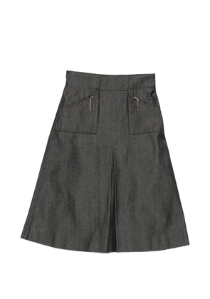 Louis Vuitton Pre-Owned denim A-line midi skirt - Grey