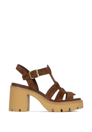 Prada t-strap buckle leather pumps - Brown