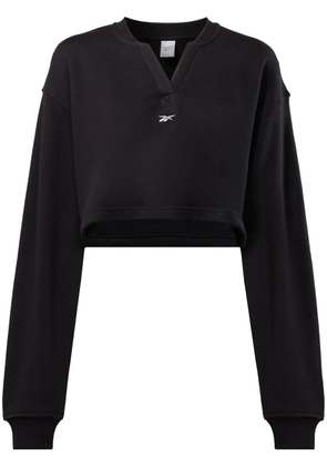 Reebok logo-embroidered V-neck sweatshirt - BLACK