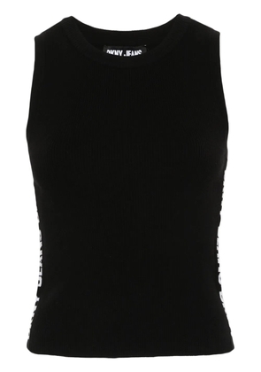 DKNY jacquard-logo ribbed top - Black
