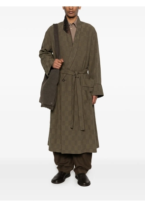 Ziggy Chen checked belted double-breasted coat - Green