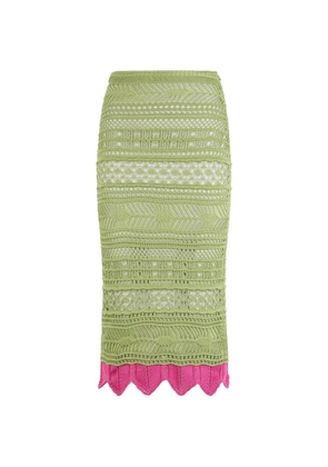 Roberto Cavalli contrast-detail midi skirt - Green