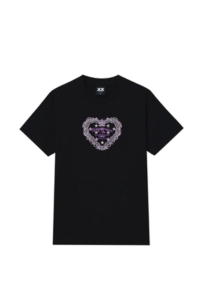 FINGERCROXX heart-embroidered T-shirt - Black