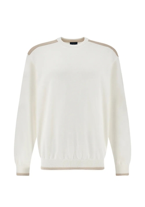 Paul & Shark crew-neck panelled sweater - White