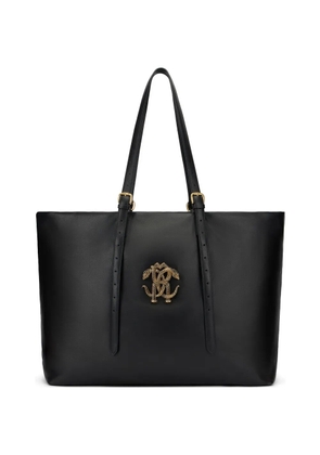 Roberto Cavalli logo-applique tote bag - Black