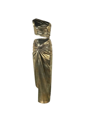 Roberto Cavalli one-shoulder cut-out midi dress - Gold