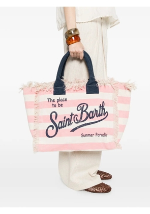 MC2 Saint Barth Vanity fringed striped tote bag - Pink