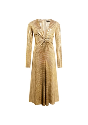 Roberto Cavalli serpentine-print midi dress - Gold
