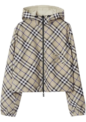 Burberry reversible cropped check jacket - Neutrals