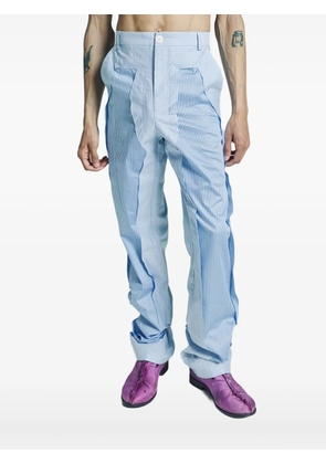 Edward Cuming Eraser striped panelled trousers - Blue