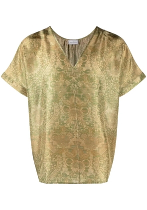 Pierre-Louis Mascia Briancon patterned-jacquard silk top - Green