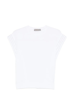 D.Exterior stripe-sleeve T-shirt - White