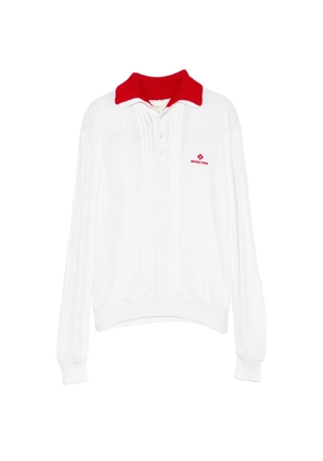 SHUSHU/TONG contrast-collar knitted polo top - White