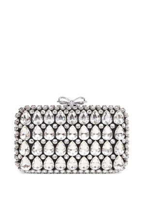Self-Portrait crystal-embellished bow clutch - Silver