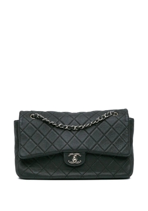 CHANEL Pre-Owned 2013-2014 Jumbo Quilted Caviar Double Compartment Chain Flap shoulder bag - Black