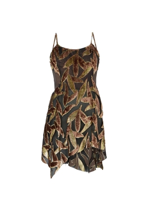 Roberto Cavalli foliage-motif mini dress - Brown