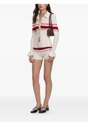 Self-Portrait striped ruffled cardigan - Neutrals