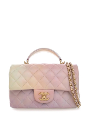 CHANEL Pre-Owned 2021-2025 Mini Rectangular Classic Ombre Lambskin Top Handle Flap satchel - Pink