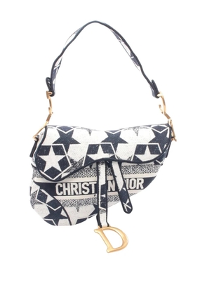 Christian Dior Pre-Owned 2010-2026 Embroidered Canvas Stars Saddle Bag shoulder bag - White