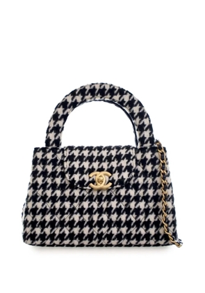CHANEL Pre-Owned 2021-2025 Nano Quilted Houndstooth Tweed Kelly Shopper Bag satchel - Black