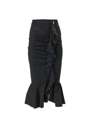 Carolina Herrera ruched pencil skirt with ruffle - Black