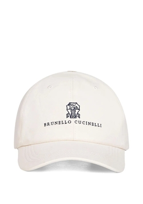 Brunello Cucinelli crest leather strap cap - White