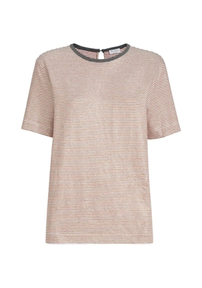 Brunello Cucinelli striped-pattern T-shirt - Orange