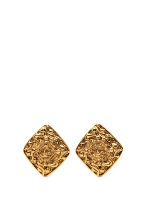 CHANEL Pre-Owned 1970-1980 CC Gold Plated Diamond Clip On Earrings costume earrings