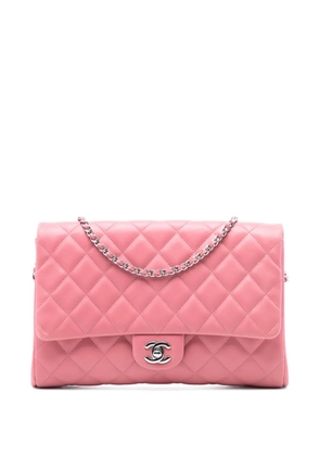 CHANEL Pre-Owned 2013-2014 CC Quilted Lambskin Flap Clutch on Chain shoulder bag - Pink