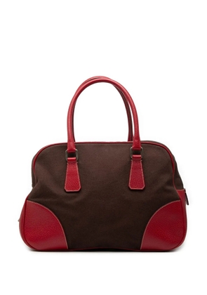 Prada Pre-Owned 2000-2013 Cinghiale Trimmed Canvas Canapa Bauletto Bag handbag - Brown