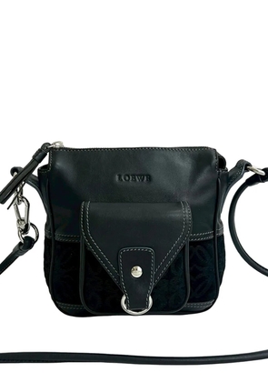 Loewe Pre-Owned 2010-2025 Anagram Leather and Suede crossbody bag - Black