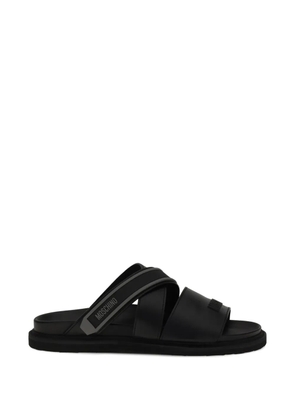 Moschino logo-strap slides - Black