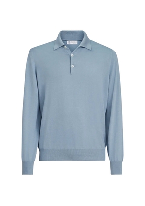 Brunello Cucinelli cotton lightweight knit polo shirt - Blue