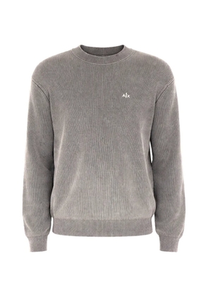 Armani Exchange logo-embroidered ribbed sweater - Grey