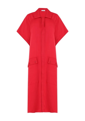 Gloria Coelho button flap-pocket dress - Red