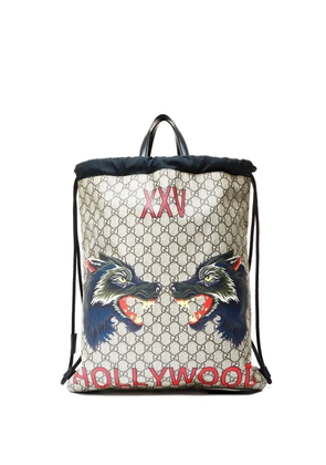 Gucci Pre-Owned 2010s GG supreme monogram wolf xxv drawstring backpack - Brown