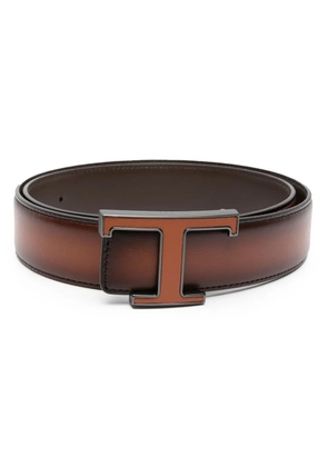 Tod's T Timeless reversible leather belt - Brown