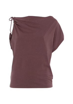 ALPHA STUDIO tie-DETAIL top - Brown