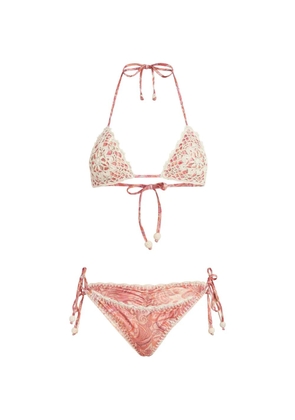 Del Maar crochet appliqued bikini - Pink