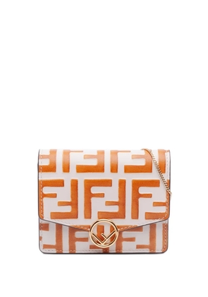 Fendi Pre-Owned 2010-2025 Small Bicolor FF 1974 Embossed Soft Calfskin F Is Fendi Chain Wallet crossbody bag - White