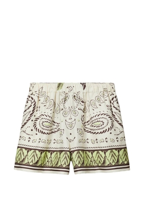 Tory Burch silk camp shorts - Neutrals