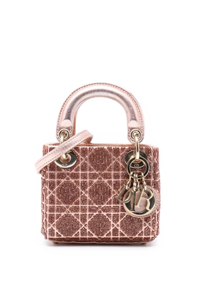 Christian Dior Pre-Owned 2023 Micro Metallic Calfskin Cannage Beaded Lady Dior satchel - Pink