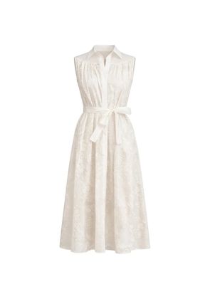 PSOPHIA Ethereal floral belted midi dress - White