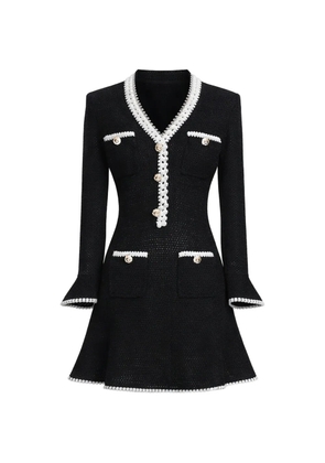 Self-Portrait knitted A-line mini dress - Black