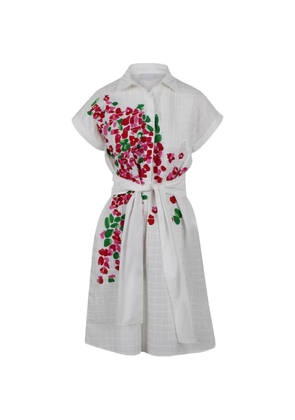 mii floral-print belted dress - White