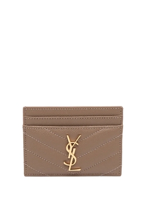 Saint Laurent Pre-Owned 2023 Grain De Poudre Matelasse Chevron Monogram Case card holder - Brown