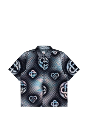 Casablanca pearlescent monogram denim shirt - Black