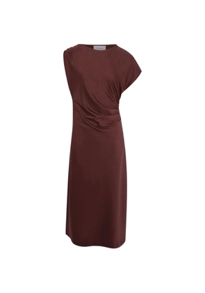 Yves Salomon asymmetrical jersey midi dress - Brown